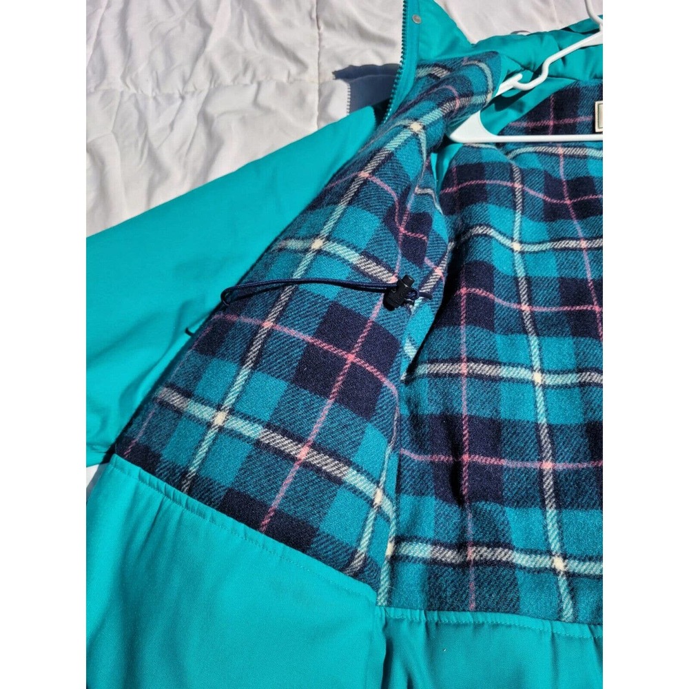 Vintage LL Bean Full Length Flannel Lined Insulated Womens Teal Jacket USA Large - Picture 8 of 14